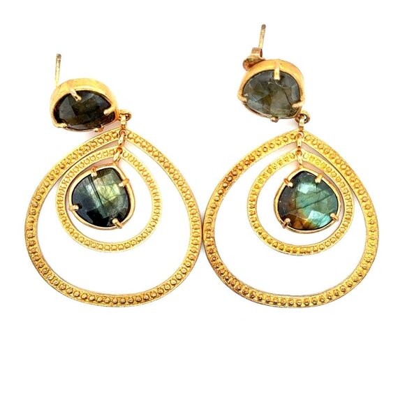 Cleets Gorgeous 2-Stones Dangle Earrings - Picture 1 of 6